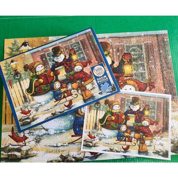 Set 2 Cobble Hill 1000 & 500 Pc Jigsaw Puzzles Christmas Snowman Farm Dog Truck - Picture 6 of 7
